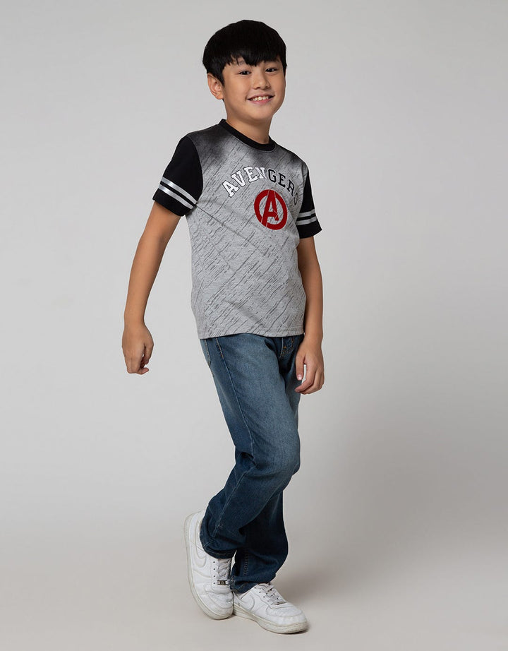 Marvel Short Sleeve T-Shirt Avenger Print Diagonal Stripe