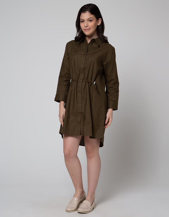Details Drawstring Waist Dress Wanita