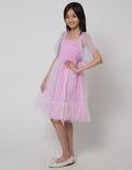 Kidz Too Short Sleeve Midi Dress Smoke Dada Tangan Geber