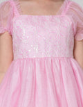 Kidz Too Short Sleeve Midi Dress Tile Hands Ruffles With Brocade