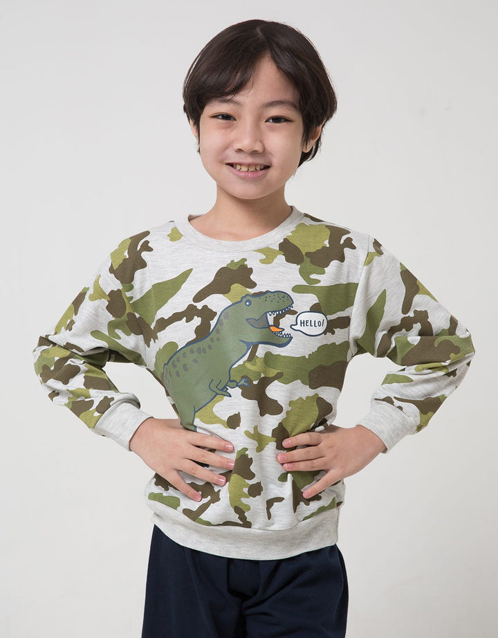 Little M Dino Camo Boys Sweater