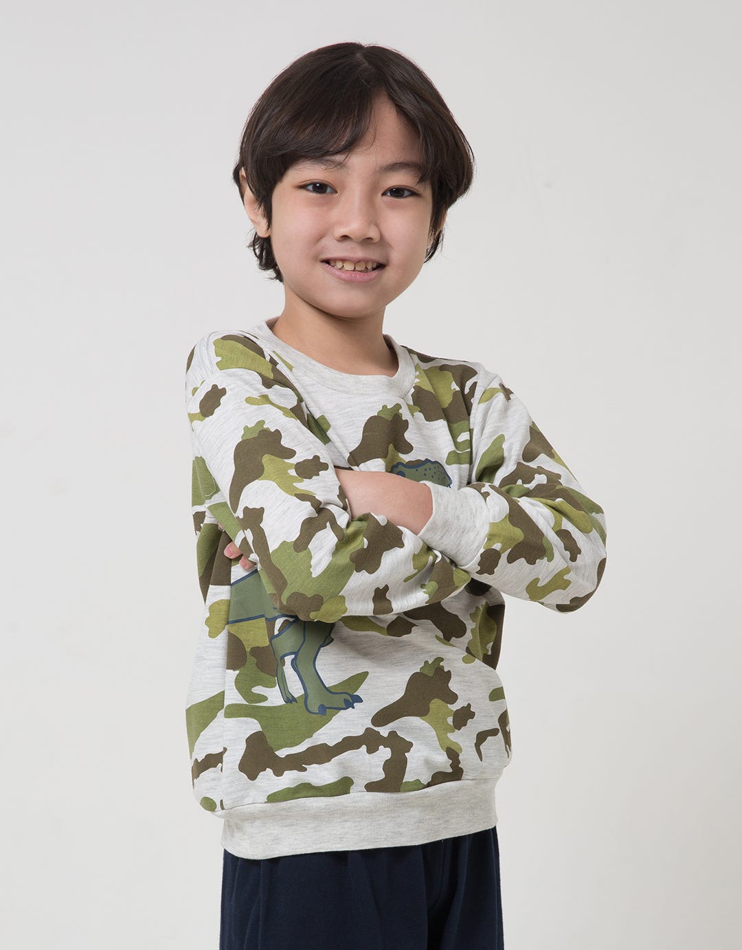 Little M Dino Camo Boys Sweater