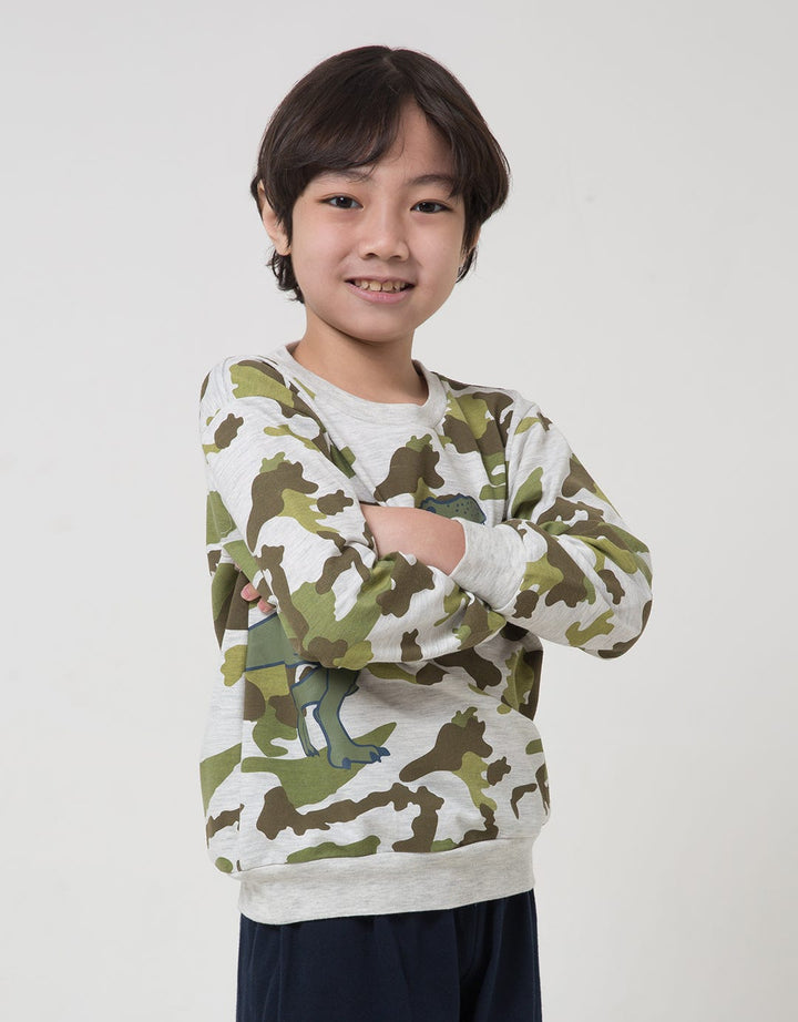 Little M Dino Camo Boys Sweater