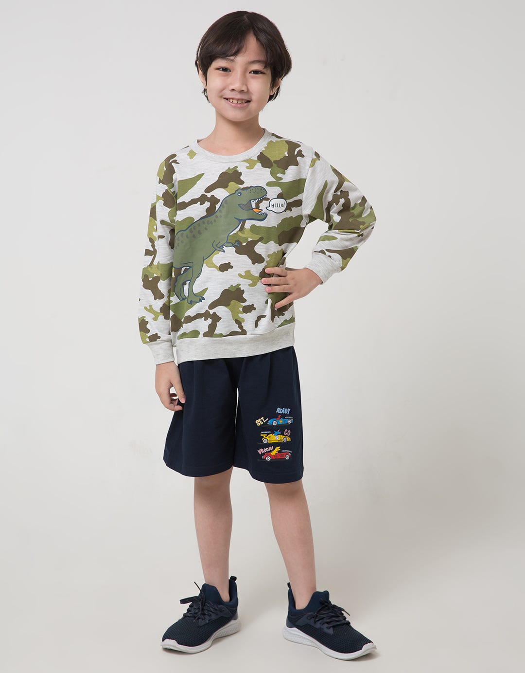 Little M Dino Camo Boys Sweater