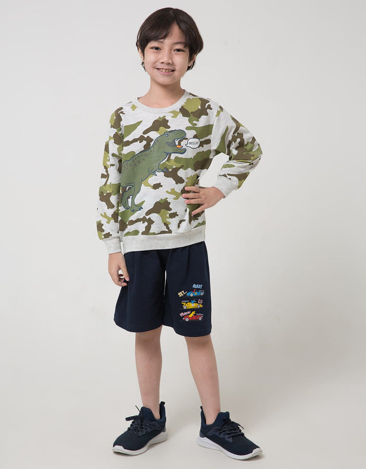 Little M Dino Camo Boys Sweater