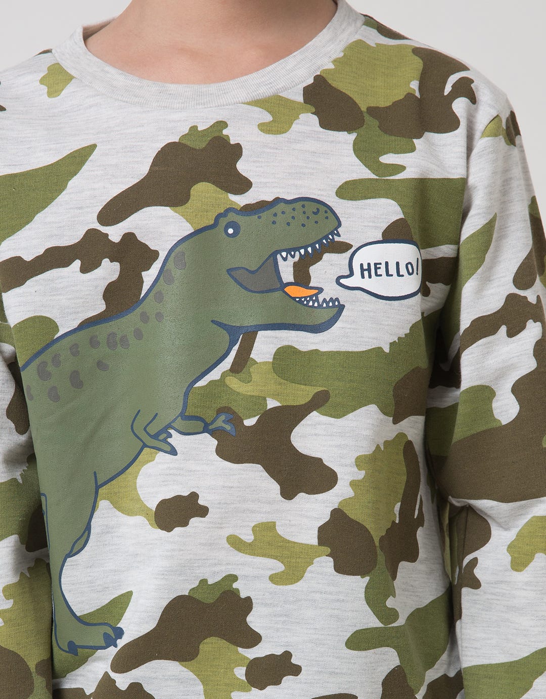 Little M Dino Camo Boys Sweater