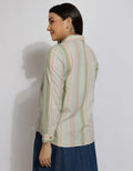 Expand Denim Stripe Casual Blouse Wanita