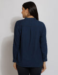 Expand Denim Blouse Basic Wanita