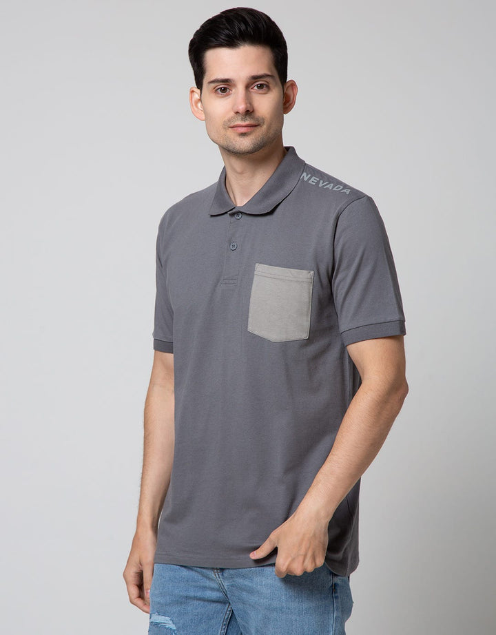 Nevada Short Sleeve Polo Shirt With Pocket And Print