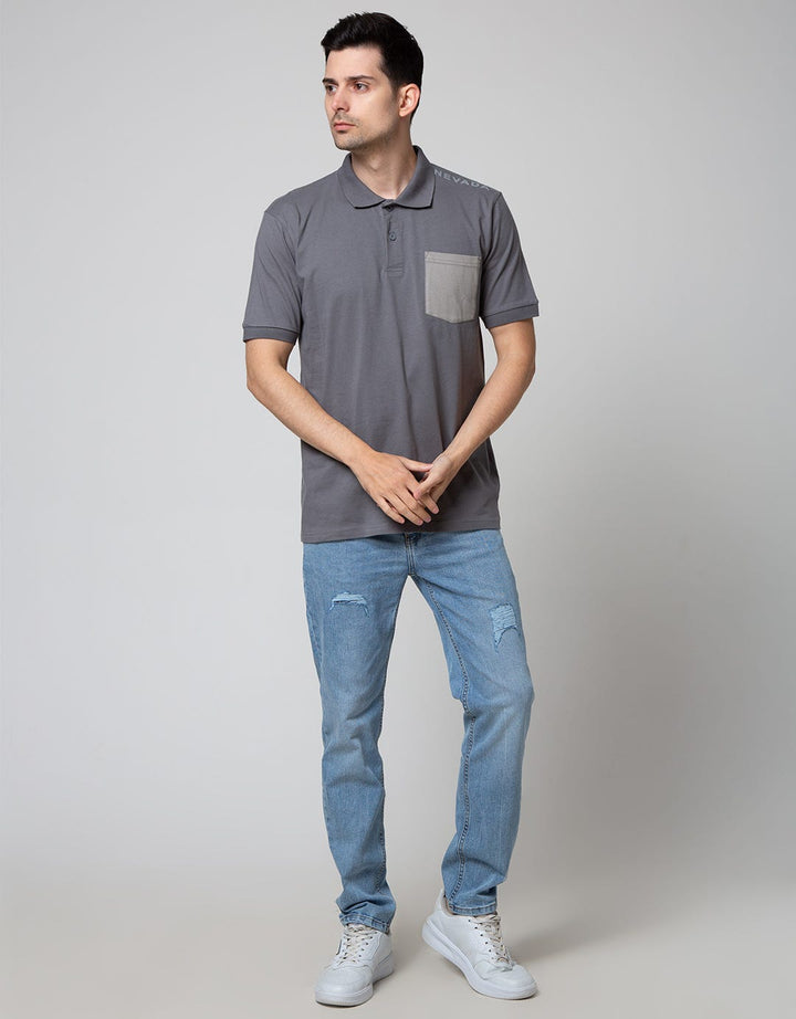 Nevada Short Sleeve Polo Shirt With Pocket And Print