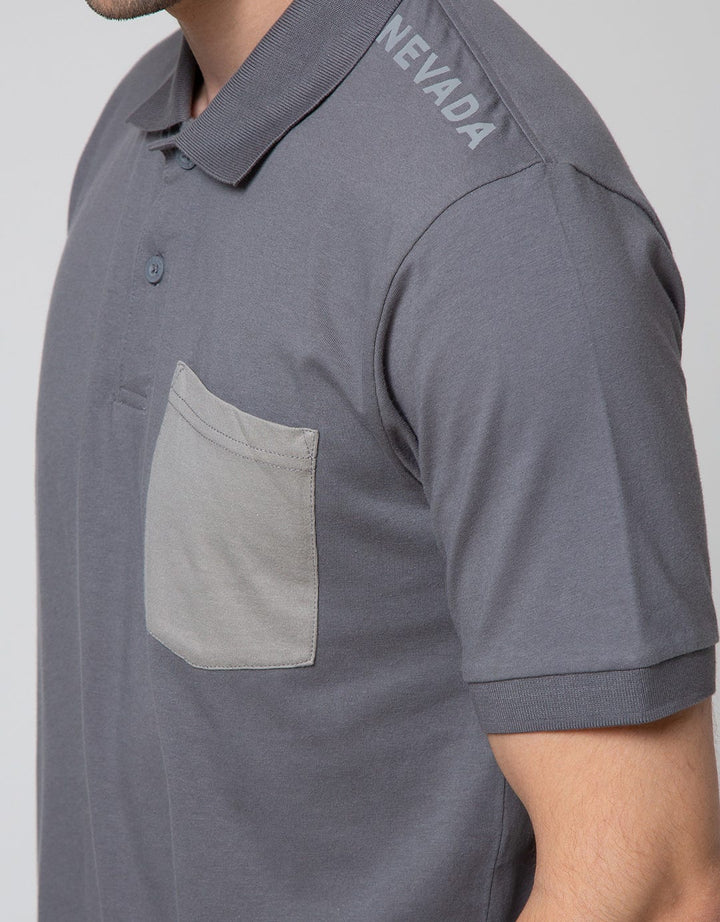 Nevada Short Sleeve Polo Shirt With Pocket And Print
