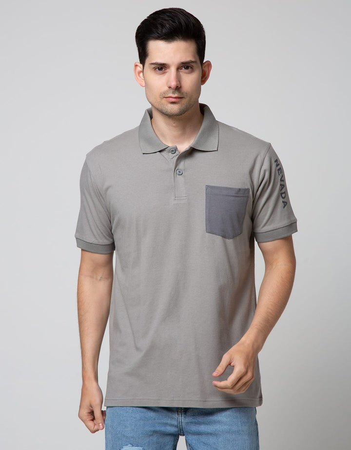 Nevada Short Sleeve Polo Shirt With Pocket And Print