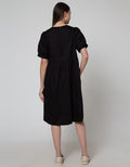 Connexion Short Sleeve Midi Dress Cotton Saten