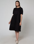 Connexion Short Sleeve Midi Dress Cotton Saten