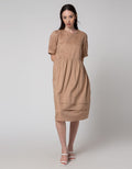 Connexion Short Sleeve Midi Dress Cotton Saten