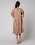 Connexion Short Sleeve Midi Dress Cotton Saten