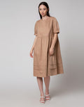 Connexion Short Sleeve Midi Dress Cotton Saten