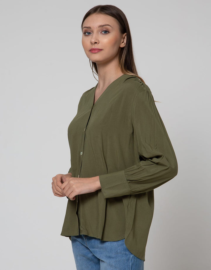 St. Yves Long Sleeve Blouse Rayon Vega Shell