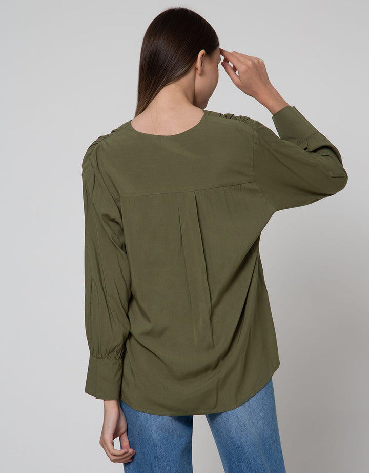 St. Yves Long Sleeve Blouse Rayon Vega Shell