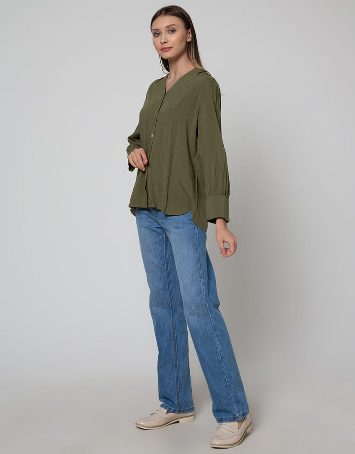 St. Yves Long Sleeve Blouse Rayon Vega Shell