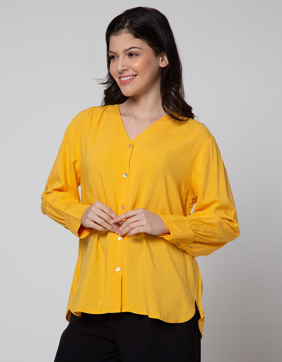 St. Yves Long Sleeve Blouse Rayon Vega Shell