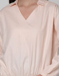 Connexion Long Sleeve Blouse Vneck No Button With Elastic Waist