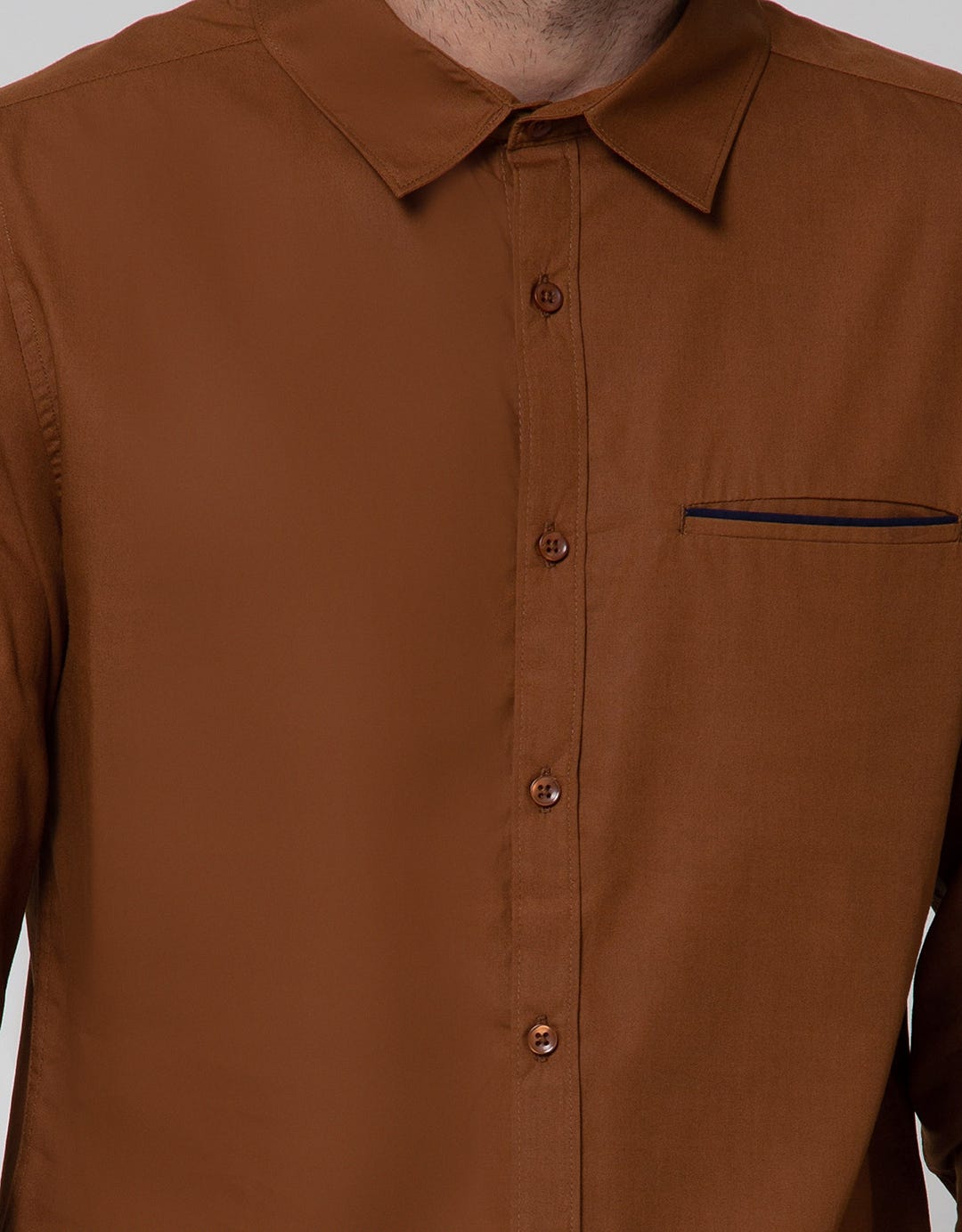 Details Long Sleeve Shirt Tencel Solid