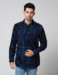 Nevada Long Sleeve Shirt Checked Indigo