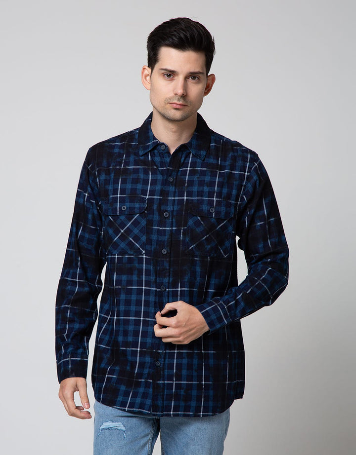 Nevada Long Sleeve Shirt Checked Indigo