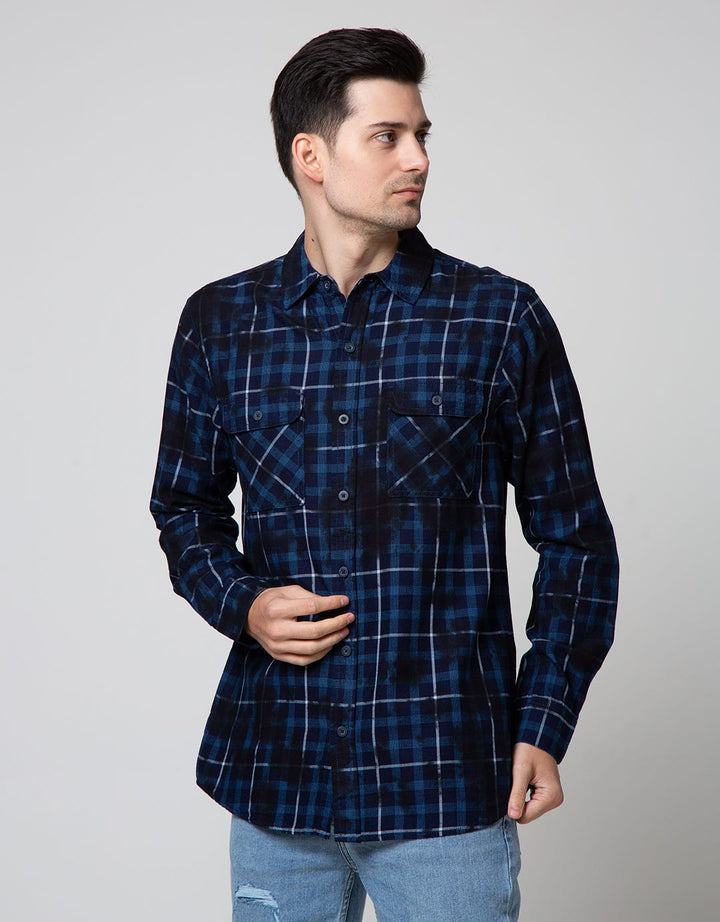 Nevada Long Sleeve Shirt Checked Indigo