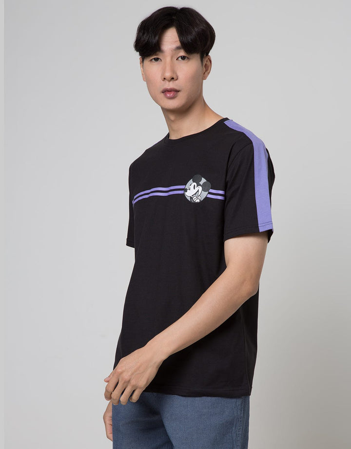 Disney Mickey Backprint And Stripe O:Black:L:Graphic:Ss T-Shirt Short Sleeve T-Shirt