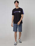 Disney Mickey Backprint And Stripe O:Black:L:Graphic:Ss T-Shirt Short Sleeve T-Shirt