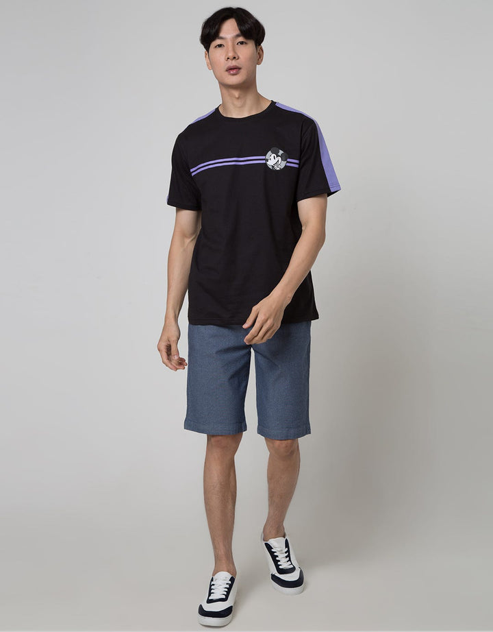 Disney Mickey Backprint And Stripe O:Black:L:Graphic:Ss T-Shirt Short Sleeve T-Shirt