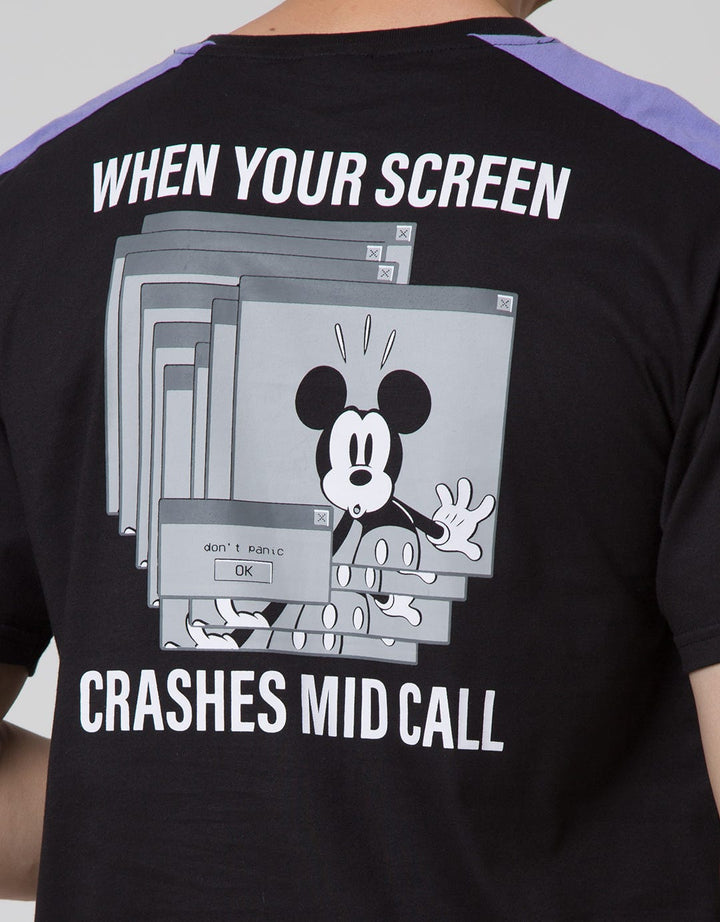 Disney Mickey Backprint And Stripe O:Black:L:Graphic:Ss T-Shirt Short Sleeve T-Shirt