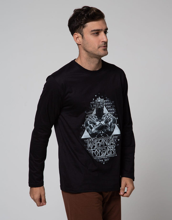 Marvel Black Panther Back Print Kaos Kasual Pria