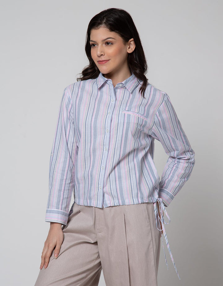 Nevada Kemeja Lengan Pendek Top Cotton Stripe
