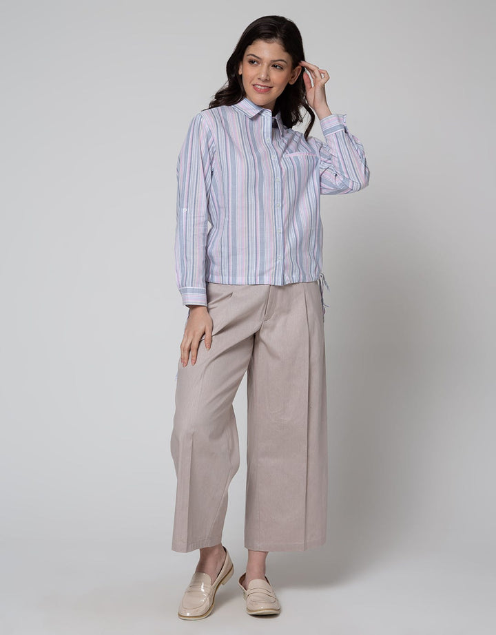 Nevada Kemeja Lengan Pendek Top Cotton Stripe