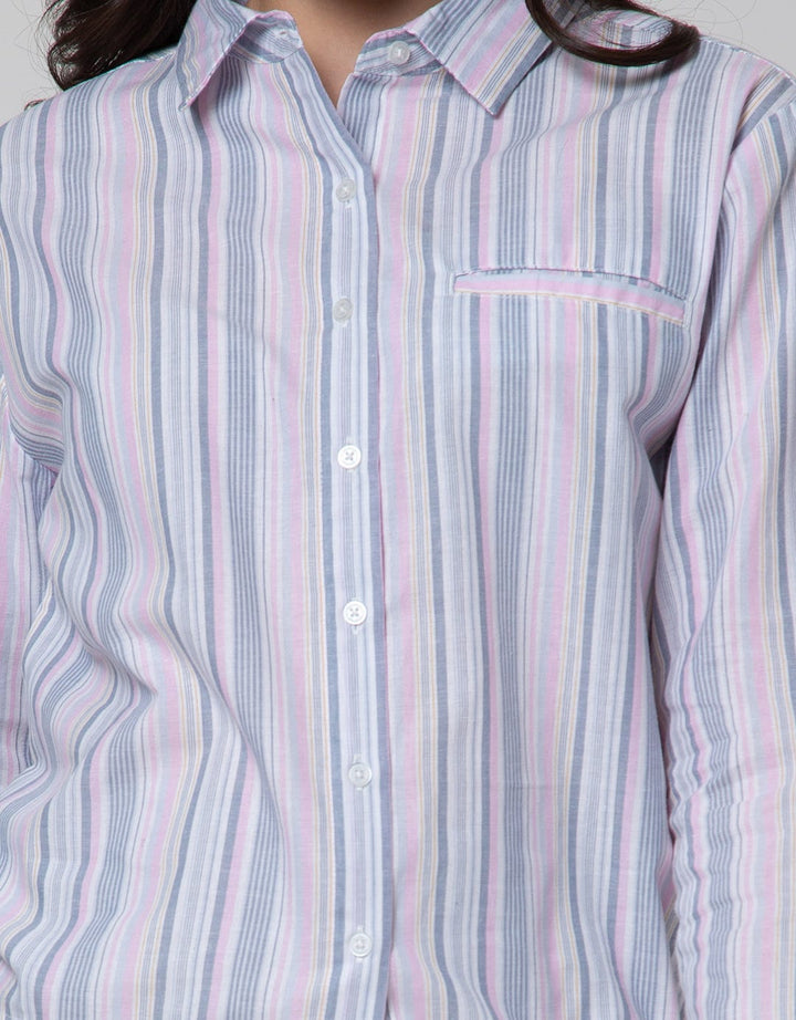 Nevada Kemeja Lengan Pendek Top Cotton Stripe