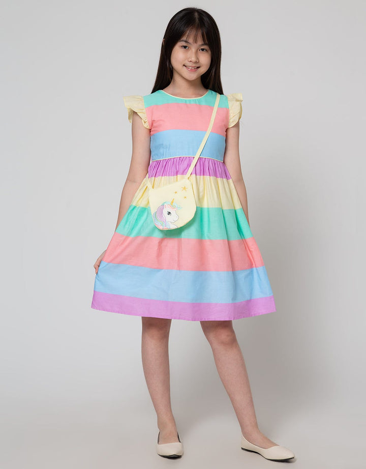 Kidz Too Short Sleeve Midi Dress Tangan Geber Warna Tas