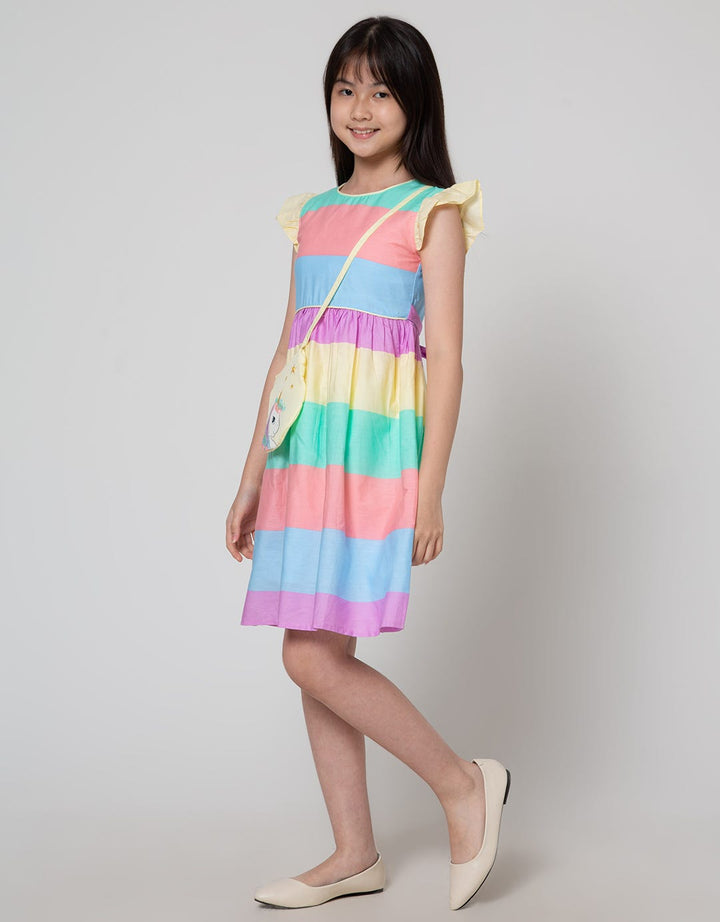Kidz Too Short Sleeve Midi Dress Tangan Geber Warna Tas