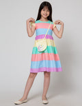 Kidz Too Short Sleeve Midi Dress Tangan Geber Warna Tas