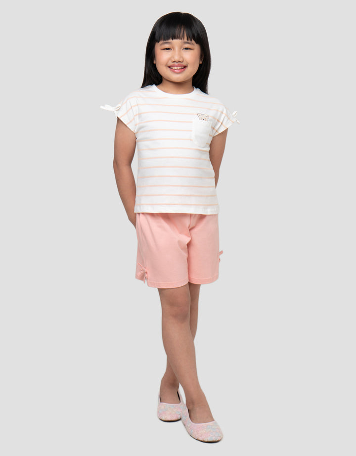 LITTLE M STRIPE POCKET PAKAIAN SETELAN ANAK PEREMPUAN