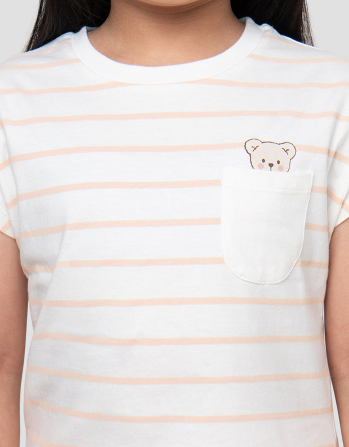 LITTLE M STRIPE POCKET PAKAIAN SETELAN ANAK PEREMPUAN