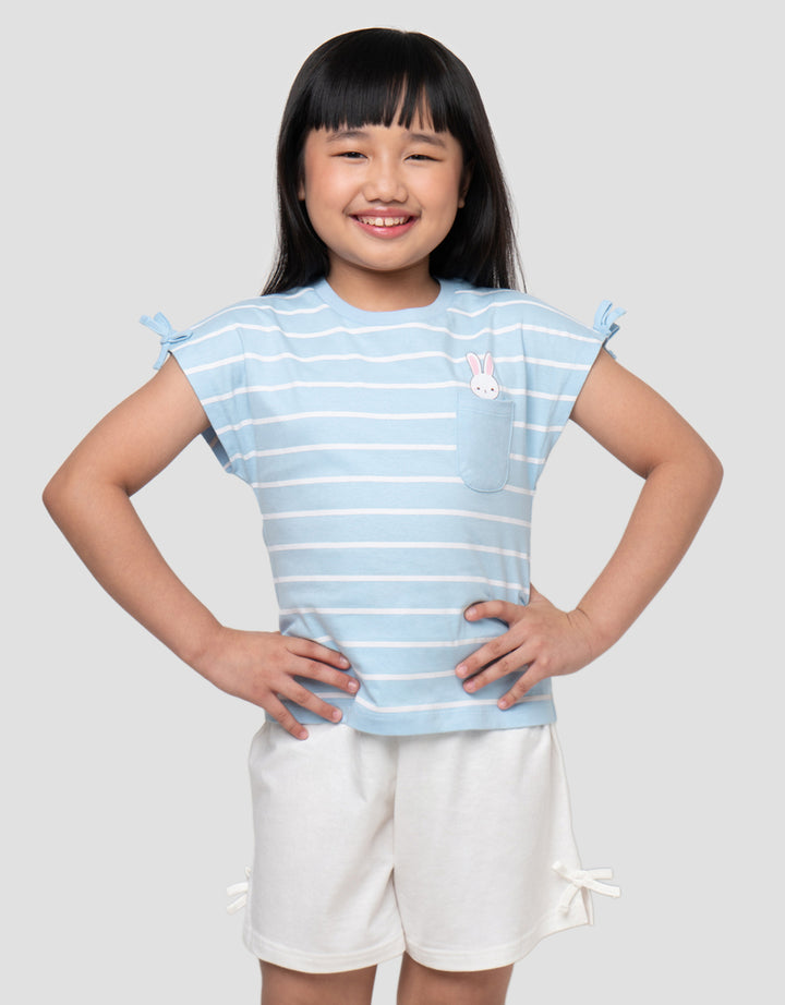 LITTLE M STRIPE POCKET PAKAIAN SETELAN ANAK PEREMPUAN