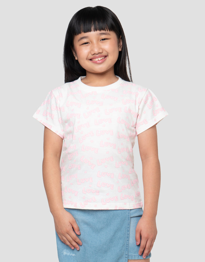 LITTLE M AOP LOVE PRINT KAOS ANAK PEREMPUAN