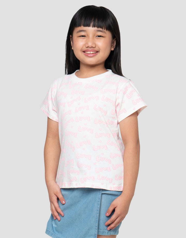 LITTLE M AOP LOVE PRINT KAOS ANAK PEREMPUAN