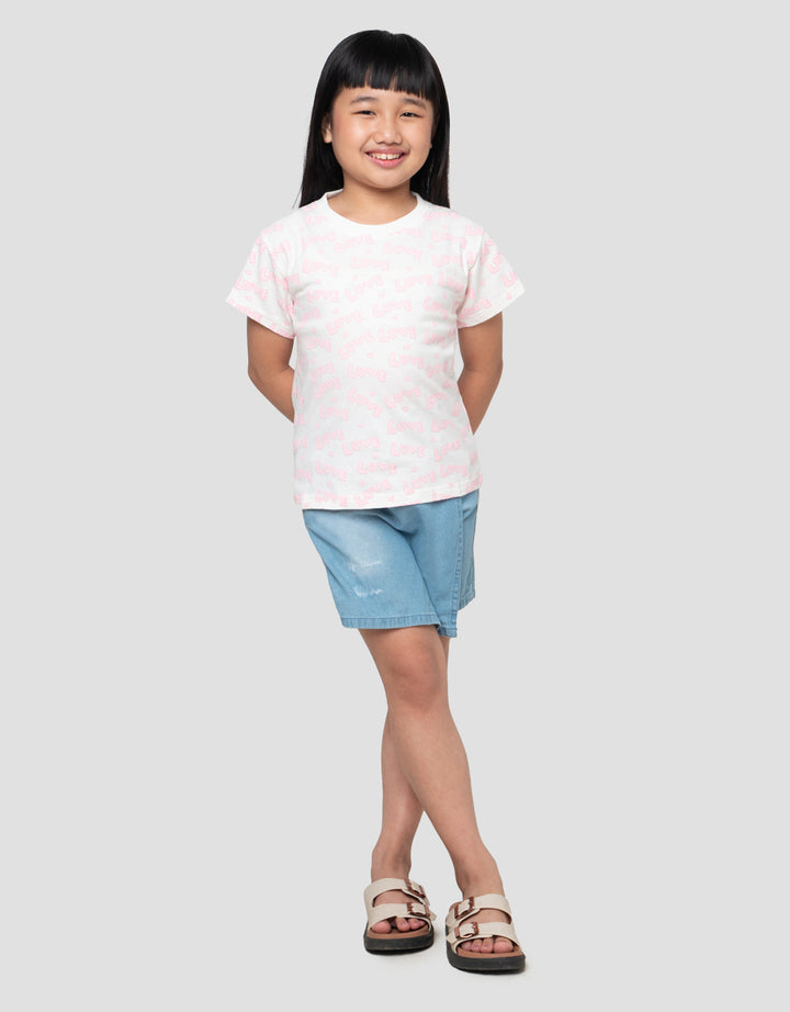 LITTLE M AOP LOVE PRINT KAOS ANAK PEREMPUAN