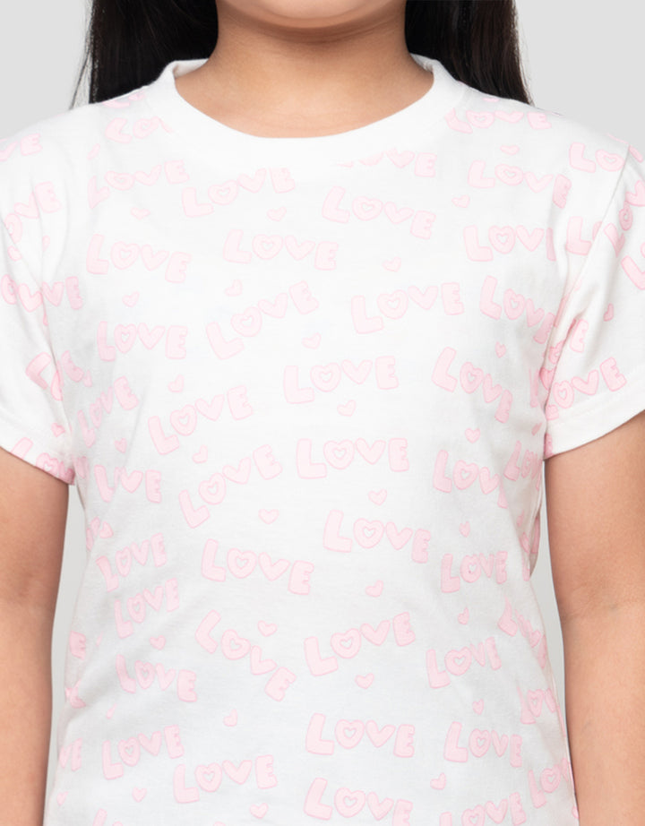LITTLE M AOP LOVE PRINT KAOS ANAK PEREMPUAN