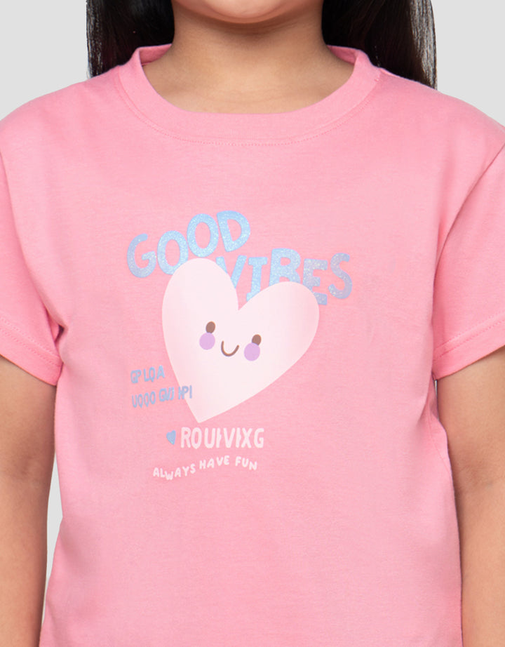 LITTLE M GOOD VIBES PRINT KAOS ANAK PEREMPUAN