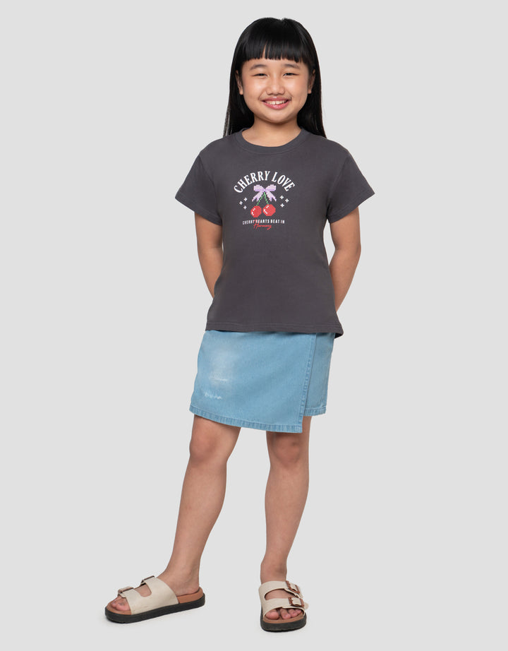 LITTLE M PIXEL CHERRY PRINT KAOS ANAK PEREMPUAN